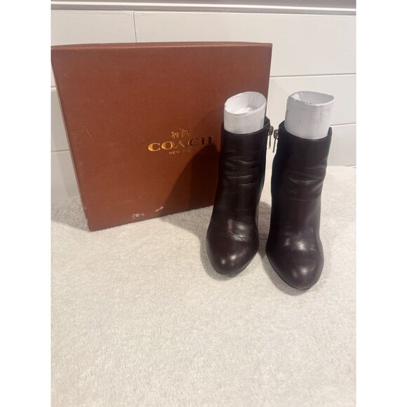 Coach Nila Dress Nappa Chestnut Leather Bootie Sz 5 - Picture 1 of 7
